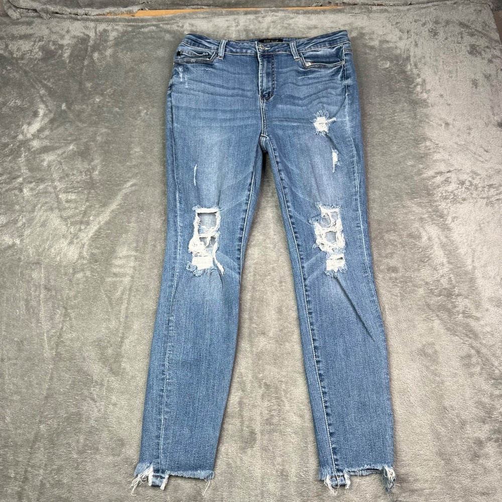 Judy Blue Jeans Womens 31‎ Blue Skinny Fit Ripped Distressed Stretch Medium Wash